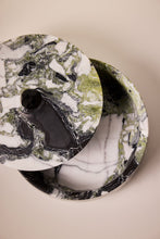Load image into Gallery viewer, Matthew Fisher M.FISHER Carved Stone Marble Green Black White Gray Container Vase Decorative
