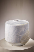 Load image into Gallery viewer, Matthew Fisher M.FISHER Stone Carved Marble Large Blue Vase Container Sculpture Decorative