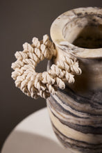 Load image into Gallery viewer, Matthew Fisher M.FISHER Stone Carved Marble Twisted Cotton Cord Rope Brown White Natural Vase Sculpture