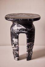 Load image into Gallery viewer, Matthew Fisher M.FISHER Carved Marble Black White Side Table Furniture Stone Decorative Sculpture