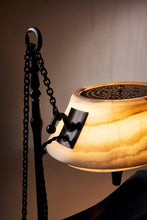 Load image into Gallery viewer, Matthew Fisher M.FISHER Carved Stone Marble Bronze White Onyx Lamp Lantern Decorative Sculpture 

