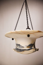 Load image into Gallery viewer, Matthew Fisher M.FISHER Stone Carved Marble White Cream Teal Silver Decorative Designer Hanging Vase 

