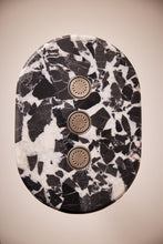 Load image into Gallery viewer, Matthew Fisher M.FISHER Carved Marble Stone Black White Side Table Sculpture Decorative Art Furniture

