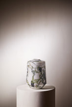 Load image into Gallery viewer, Matthew Fisher M.FISHER Stone Carved Marble White Green Black Container Vase Sculpture Decorative

