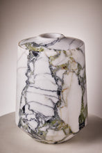 Load image into Gallery viewer, Matthew Fisher M.FISHER Stone Carved Marble White Green Black Container Vase Sculpture Decorative

