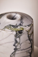 Load image into Gallery viewer, Matthew Fisher M.FISHER Stone Carved Marble White Green Black Container Vase Sculpture Decorative

