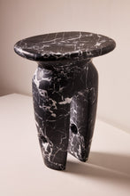 Load image into Gallery viewer, Matthew Fisher M.FISHER Carved Marble Black White Side Table Furniture Stone Decorative Sculpture

