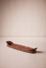 Load image into Gallery viewer, Long, narrow, brown ceramic tray on a beige background
