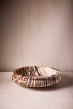 Load image into Gallery viewer, M. Fisher Large Round Bowl Marble Marron Travertine Decorative 1
