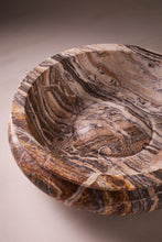 Load image into Gallery viewer, M. Fisher Large Round Bowl Marble Marron Travertine Decorative 2
