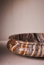 Load image into Gallery viewer, M. Fisher Large Round Bowl Marble Marron Travertine Decorative 3
