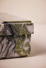 Load image into Gallery viewer, M. Fisher Marble Stone Box Square Large Container Decorative Lichen Black White Green 5
