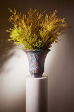 Load image into Gallery viewer, Matthew Fisher M.FISHER Stone carved marble large red purple green teal decorative sculpture vase 

