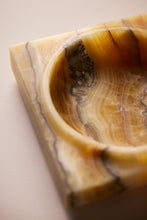 Load image into Gallery viewer, Matthew Fisher M.FISHER Stone Carved Marble Small Yellow Orange Designer Home Decor Sculpture Tray

