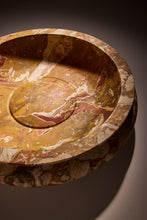 Load image into Gallery viewer, Matthew Fisher M.FISHER carved marble stoneware large red orange beige tray bowl  decorative sculpture 


