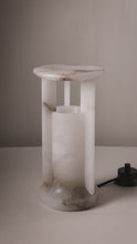 Load and play video in Gallery viewer, Matthew Fisher M.FISHER carved marble stone table lamp lantern home decor decorative sculpture 

