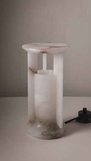 Matthew Fisher M.FISHER carved marble stone table lamp lantern home decor decorative sculpture 
