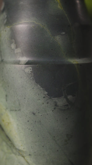 Matthew Fisher M.FISHER Stone carved green marble small short vase designer decorative home decor 
