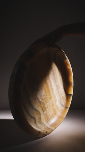 Matthew Fisher M.FISHER Carved Marble Large yellow Tray Bowl Stone Designer Decorative home decor
